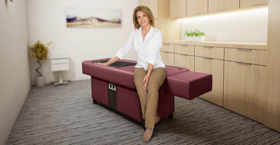 woman sitting on burgundy pro s10
