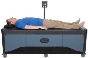 man laying on FB hydrotable